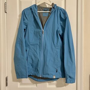 REI Co-Op Windbreaker Rain Jacket Blue Full Zip Hooded Women’s Small Waterproof